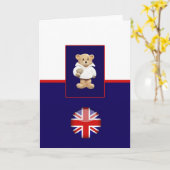 ブリティッシュ・ラグビー・テディ・ベア・グリーティング・カード カード (黄色い花)