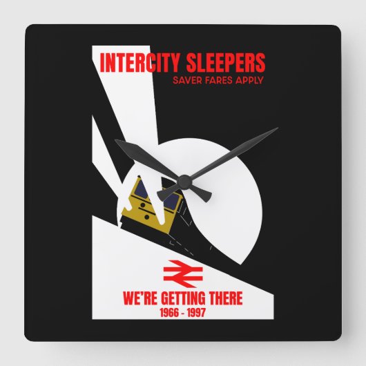 ブリティッシュ・レール・トレイン愛好家 スクエア壁時計 (正面)