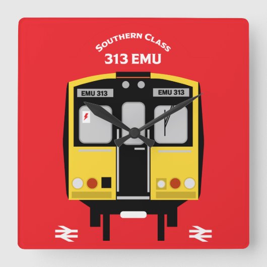 ブリティッシュ・レール・トレイン愛好家 スクエア壁時計 (正面)