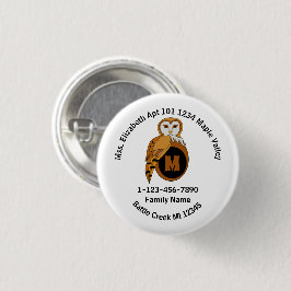 ブリティッ失ったクバーンフクロウファミリーホームアドレス 缶バッジ