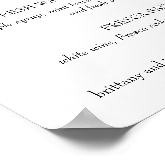 ブリティー シグネチャー カクテル メニュー ウェディング サイン (角)