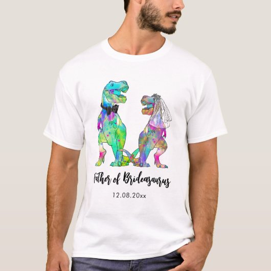 ブリデアおもしろいサウルスのTレックス恐竜の父親 Tシャツ (正面)