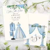 ブリデグルーミングフローラアーチ庭園の結婚式 セーブザデート