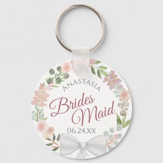 ブリデシュエレガントメイドピンクフローラ結婚リース キーホルダー (正面)