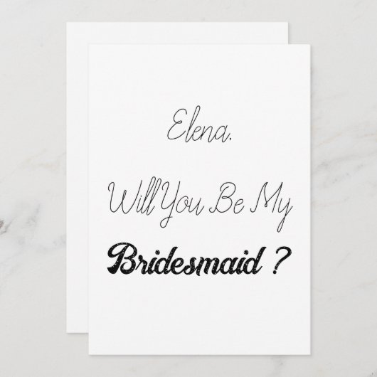 ブリデシュエレガントメシンプルドプクール結婚の提案 招待状 (正面/裏面)