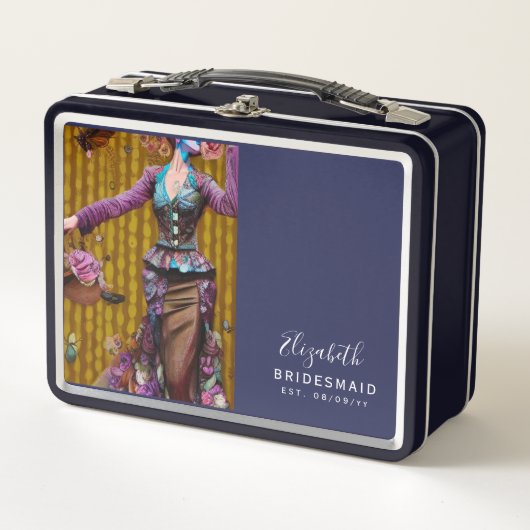 ブリデシュパーソナライズされたメイド提案箱スチームパンク メタルランチボックス (正面)