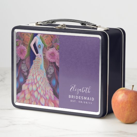 ブリデシュパーソナライズされたメイド提案箱ピーコック メタルランチボックス (インサイチュ)