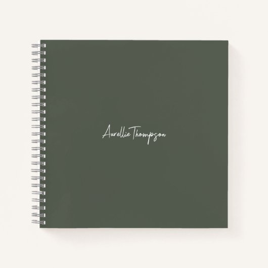 ブリデシュモダンメイドブライダルセージ緑モノグラム ノートブック (正面)