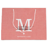 ブリデシュ結婚メイドのモノグラムモダンピンク&ホワイト ラージペーパーバッグ (正面)