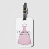 ブリデシュ結婚メイドのヴィンテージピンクドレスブライダルパーティ ラゲッジタグ (正面縦)