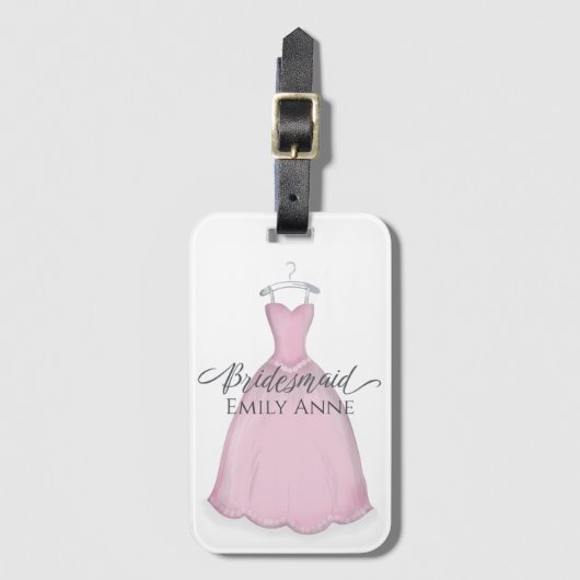 ブリデシュ結婚メイドのヴィンテージピンクドレスブライダルパーティ ラゲッジタグ (正面縦)