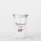 ブリデシュ結婚メイドカラフルピンクペイズリーフローラ アクリルタンブラー (正面)