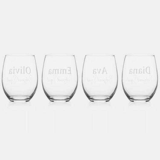 ブリデシュ結婚メイドシンプルの名前をカスタムする ステムなしワイングラス (裏面)