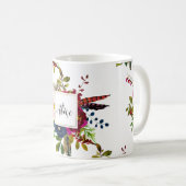 ブリデシードモノグラム水彩ボーホーブルゴーニュブルー コーヒーマグカップ (正面右)