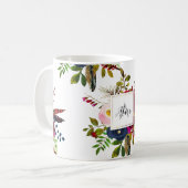 ブリデシードモノグラム水彩ボーホーブルゴーニュブルー コーヒーマグカップ (正面左)