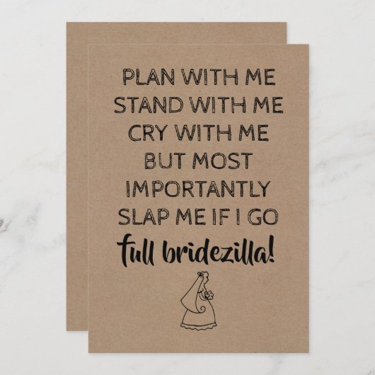 ブリデジおもしろいラ・ブライドメイド/メイド・オブ・オーナー（花嫁付き添い人） 招待状 (正面/裏面)