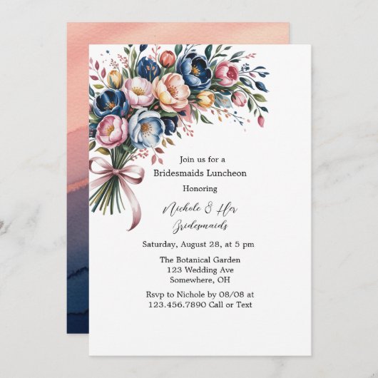 ブリデスマエレガントイド昼食会のフローラリース 招待状 (正面/裏面)