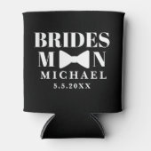 ブリデスマン結婚白黒ボーパーソナライズされたズ 缶クーラー (正面)