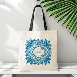 ブリデスメイドのギフトaqua blue talavera モノグラムの トートバッグ<br><div class="desc">ブリデスメイドのギフトaqua blue talavera名モノグラムの名トートバッグパーソナライズされたギフト彼女のための彼女</div>