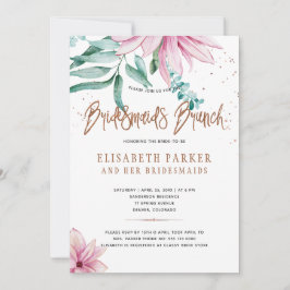 ブリデスメイドのブランチのピンクのフローラグラムブライダルシャワー 招待状
