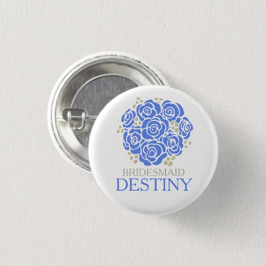 ブリデスメイドの青い結婚ポシーのピンボタン 缶バッジ (正面&裏面)