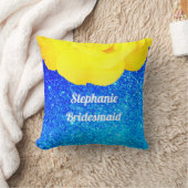 ブリデスメイドイエローフローラブルーグリッター結婚ズ クッション (ブランケット)