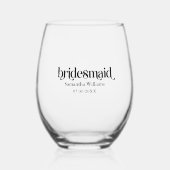 ブリデスメイドエレガントブラックレトロタイポグラフィ ステムなしワイングラス (正面)