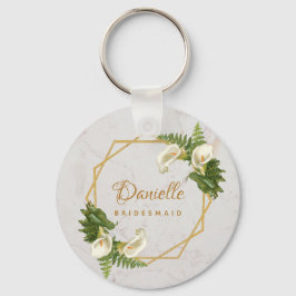 ブリデスメイドカラリリーマーブル金ゴールド幾何学的 キーホルダー