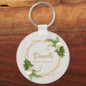 ブリデスメイドカラリリーマーブル金ゴールド幾何学的 キーホルダー (正面)