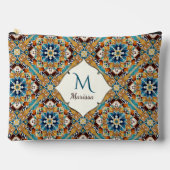 ブリデスメイドギフトティール（緑がかった色）茶色タラベラモノグラムの アクセサリーポーチ (正面)