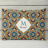 ブリデスメイドギフトティール（緑がかった色）茶色タラベラモノグラムの アクセサリーポーチ