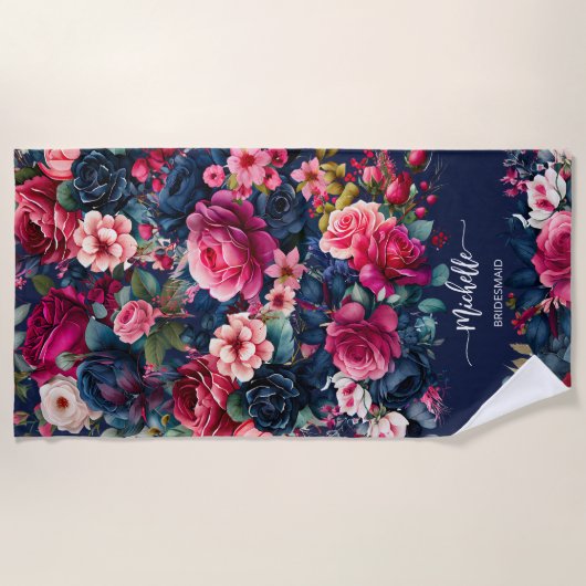 ブリデスメイドギフトブライダルパーティギフトカスタム ビーチタオル (正面)