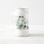 ブリデスメイドギフトホワイトローズテーマ パーソナライズされた ビールジョッキ (正面左)