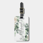 ブリデスメイドギフトホワイトローズテーマ パーソナライズされた ラゲッジタグ (正面縦)