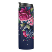 ブリデスメイドギフト名前をカスタムするネイビーブルーピンクのバラ タンブラー (回転右)