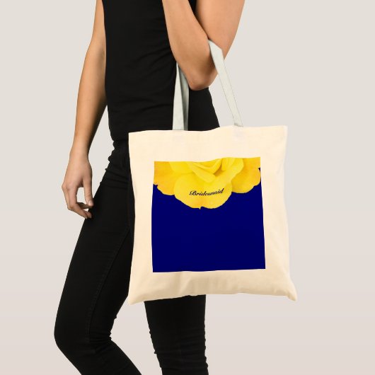 ブリデスメイドゴールデンイエローネイビーブルー結婚フローラ トートバッグ (正面(商品))