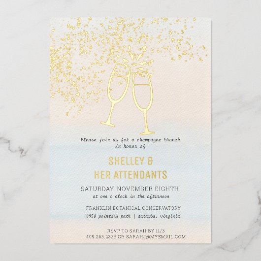 ブリデスメイドシャンパンブルンチシャワー 箔招待状 (正面)