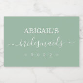 ブリデスメイドバチェロレッテブライダルパーティセージグリーン スパークリングワインラベル (シングルラベル)