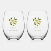 ブリデスメイドブライダルパーティレモ結婚ンテーマ ステムなしワイングラス (正面)