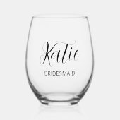 ブリデスメイドブライダルパーティ結婚ズトーストパーソナライズされたー ステムなしワイングラス (正面)