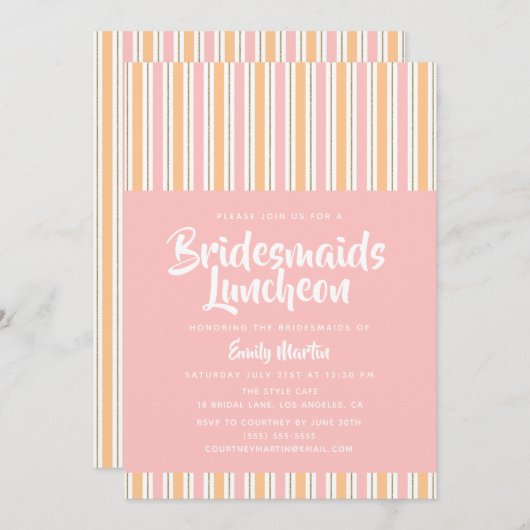 ブリデスメイドランチョンピモダンンク金ゴールド 招待状 (正面/裏面)