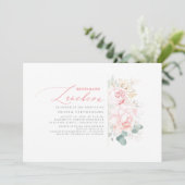 ブリデスメイドランチョンピンクフローラブライダルシャワー 招待状 (スタンド正面)