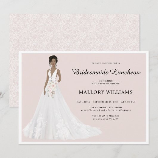 ブリデスメイドランチョンブライダルガウン招待状 招待状 (正面/裏面)