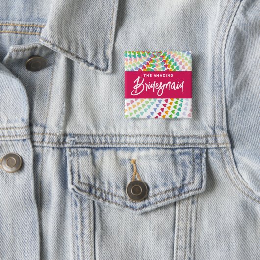 ブリデスメイドレインボーハートスプルズシ結婚ック 缶バッジ (インサイチュ)