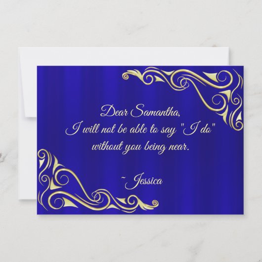 ブリデスメイドレエレガントガルゴールデンフォント招待状 セーブザデート (裏面)