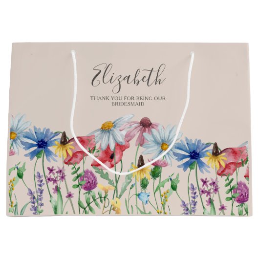 ブリデスメイドワイルドフラワーチャームありがとう ラージペーパーバッグ (正面)