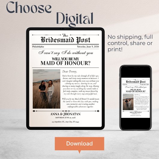 ブリデスメイド提案新聞写真レトロ 招待状