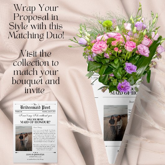 ブリデスメイド提案新聞写真レトロ 招待状