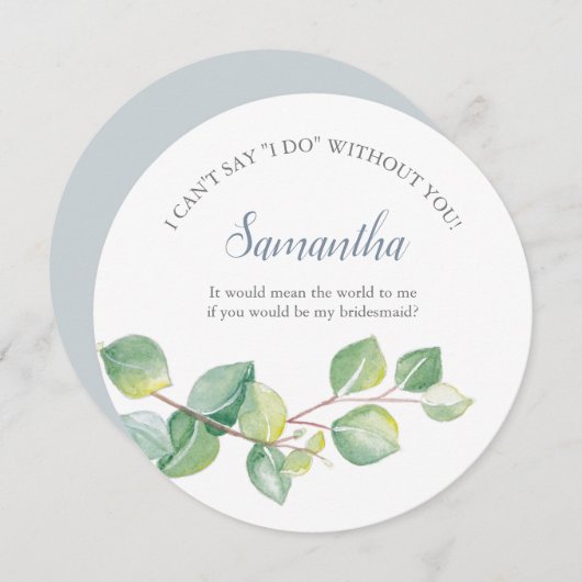 ブリデスメイド提案水カラーユーカリ 招待状 (正面/裏面)