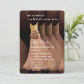 ブリデスメイド昼食又はブランチ金ゴールドドレスV01G 招待状 (スタンド正面)